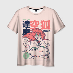 Мужская футболка 3D с принтом Anime Kuko Demon Yokai  в Курске, 100% полиэфир | прямой крой, круглый вырез горловины, длина до линии бедер | anime art | folklore | fox | illustration | japan | japanese | kanji | legend | red demon | satanic | void | аниме | аниме арт | городские легенды | демон | ёкай | иероглифы | иллюстрация | йокай | кандзи | лиса | манга | они | фольклор | япони