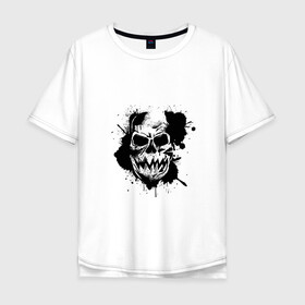 Мужская футболка хлопок Oversize с принтом Skull  в Курске, 100% хлопок | свободный крой, круглый ворот, “спинка” длиннее передней части | bone | bones | creepy | dead | death | halloween | horror | scary | skull | skulls | splash | the curse | голова | кости | ужасы | хоррор | череп