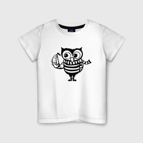 Детская футболка хлопок с принтом Сова с корабликом в Курске, 100% хлопок | круглый вырез горловины, полуприлегающий силуэт, длина до линии бедер | owl | owls | сова | совушка | совы | филин | фраза | юмор