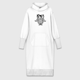 Платье удлиненное хлопок с принтом Сова в свитере в Курске,  |  | owl | owls | сова | совушка | совы | филин | фраза | юмор