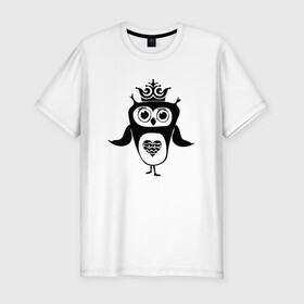 Мужская футболка хлопок Slim с принтом Сова принцесса в Курске, 92% хлопок, 8% лайкра | приталенный силуэт, круглый вырез ворота, длина до линии бедра, короткий рукав | owl | owls | сова | совушка | совы | филин | фраза | юмор