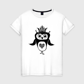 Женская футболка хлопок с принтом Сова принцесса в Курске, 100% хлопок | прямой крой, круглый вырез горловины, длина до линии бедер, слегка спущенное плечо | Тематика изображения на принте: owl | owls | сова | совушка | совы | филин | фраза | юмор