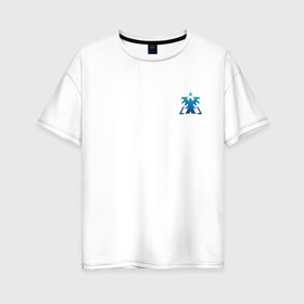 Женская футболка хлопок Oversize с принтом Terran logo mini | Blue в Курске, 100% хлопок | свободный крой, круглый ворот, спущенный рукав, длина до линии бедер
 | Тематика изображения на принте: marine | terran | земляне | маринос | морпехи | раса людей | терран