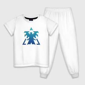 Детская пижама хлопок с принтом Terran logo | Blue в Курске, 100% хлопок |  брюки и футболка прямого кроя, без карманов, на брюках мягкая резинка на поясе и по низу штанин
 | marine | terran | земляне | маринос | морпехи | раса людей | терран