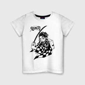 Детская футболка хлопок с принтом Танджиро Камадо Kimetsu no Yaiba в Курске, 100% хлопок | круглый вырез горловины, полуприлегающий силуэт, длина до линии бедер | demon slayer | kamado | kimetsu no yaiba | nezuko | tanjiro | аниме | гию томиока | зеницу агацума | иноске хашибира | камадо | клинок | корзинная девочка | манга | музан кибуцуджи | незуко | рассекающий демонов | танджиро