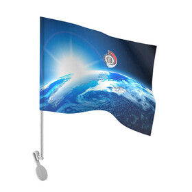 Флаг для автомобиля с принтом Юрий Гагарин Планета Земля в Курске, 100% полиэстер | Размер: 30*21 см | gagarin | гагарин | день космонавтики | космонавтика | космос | с гагариным | хорошего качества | юрий