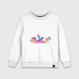 Детский свитшот хлопок с принтом My Little Pony Happy Birthday в Курске, 100% хлопок | круглый вырез горловины, эластичные манжеты, пояс и воротник | applejack | friendship | mylittlepony | rainbow dash | twilight sparkle | waifu | вайфу | дружба это магия | друзья | кони | моя маленькая пони | мультфильм | пони | радуга | ренбоу деш | эплджек