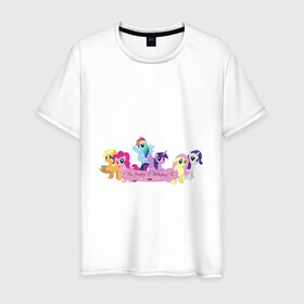Мужская футболка хлопок с принтом My Little Pony Happy Birthday в Курске, 100% хлопок | прямой крой, круглый вырез горловины, длина до линии бедер, слегка спущенное плечо. | Тематика изображения на принте: applejack | friendship | mylittlepony | rainbow dash | twilight sparkle | waifu | вайфу | дружба это магия | друзья | кони | моя маленькая пони | мультфильм | пони | радуга | ренбоу деш | эплджек