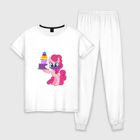 Женская пижама хлопок с принтом My Little Pony Pinkie Pie в Курске, 100% хлопок | брюки и футболка прямого кроя, без карманов, на брюках мягкая резинка на поясе и по низу штанин | applejack | friendship | mylittlepony | rainbow dash | twilight sparkle | waifu | вайфу | дружба это магия | друзья | кони | моя маленькая пони | мультфильм | пони | радуга | ренбоу деш | эплджек