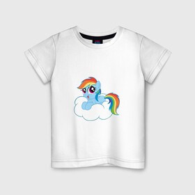 Детская футболка хлопок с принтом My Little Pony Rainbow Dash в Курске, 100% хлопок | круглый вырез горловины, полуприлегающий силуэт, длина до линии бедер | applejack | friendship | mylittlepony | rainbow dash | twilight sparkle | waifu | вайфу | дружба это магия | друзья | кони | моя маленькая пони | мультфильм | пони | радуга | ренбоу деш | эплджек
