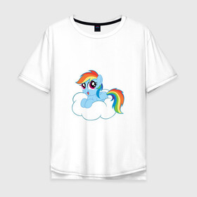 Мужская футболка хлопок Oversize с принтом My Little Pony Rainbow Dash в Курске, 100% хлопок | свободный крой, круглый ворот, “спинка” длиннее передней части | Тематика изображения на принте: applejack | friendship | mylittlepony | rainbow dash | twilight sparkle | waifu | вайфу | дружба это магия | друзья | кони | моя маленькая пони | мультфильм | пони | радуга | ренбоу деш | эплджек