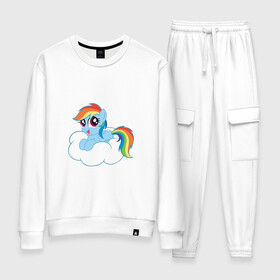 Женский костюм хлопок с принтом My Little Pony Rainbow Dash в Курске, 100% хлопок | на свитшоте круглая горловина, мягкая резинка по низу. Брюки заужены к низу, на них два вида карманов: два 