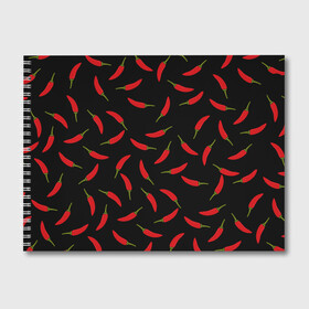 Альбом для рисования с принтом Chili peppers в Курске, 100% бумага
 | матовая бумага, плотность 200 мг. | Тематика изображения на принте: chili peppers | горячий | еда | овощ | острый | перец чили | узор