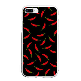 Чехол для iPhone 7Plus/8 Plus матовый с принтом Chili peppers в Курске, Силикон | Область печати: задняя сторона чехла, без боковых панелей | Тематика изображения на принте: chili peppers | горячий | еда | овощ | острый | перец чили | узор