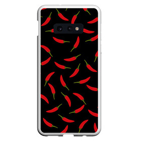 Чехол для Samsung S10E с принтом Chili peppers в Курске, Силикон | Область печати: задняя сторона чехла, без боковых панелей | Тематика изображения на принте: chili peppers | горячий | еда | овощ | острый | перец чили | узор