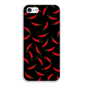 Чехол для iPhone 5/5S матовый с принтом Chili peppers в Курске, Силикон | Область печати: задняя сторона чехла, без боковых панелей | Тематика изображения на принте: chili peppers | горячий | еда | овощ | острый | перец чили | узор