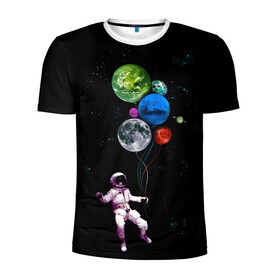 Мужская футболка 3D спортивная с принтом Космонавт Воздушные Планеты в Курске, 100% полиэстер с улучшенными характеристиками | приталенный силуэт, круглая горловина, широкие плечи, сужается к линии бедра | Тематика изображения на принте: alien | earth | galaxy | hello | mars | moon | nasa | space | star | абстракция | вселенная | звезда | земля | космонавт | космос | луна | марс | наса | нло | планета | привет | текстура | узор | шары