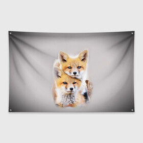 Флаг-баннер с принтом Лисята в Курске, 100% полиэстер | размер 67 х 109 см, плотность ткани — 95 г/м2; по краям флага есть четыре люверса для крепления | детеныши | животные | лиса | лисенок | лисичка | лисята | природа | рыжая