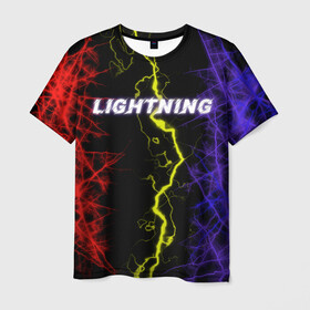Мужская футболка 3D с принтом Lightning | Молния в Курске, 100% полиэфир | прямой крой, круглый вырез горловины, длина до линии бедер | женская | краски | молния | молодёжь | мужская | надпись | неон | погода | свобода | тренд