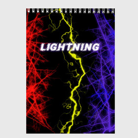 Скетчбук с принтом Lightning | Молния в Курске, 100% бумага
 | 48 листов, плотность листов — 100 г/м2, плотность картонной обложки — 250 г/м2. Листы скреплены сверху удобной пружинной спиралью | Тематика изображения на принте: женская | краски | молния | молодёжь | мужская | надпись | неон | погода | свобода | тренд