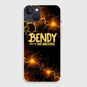 Чехол для iPhone 13 с принтом BENDY LOGO в Курске,  |  | bendy | bendy and the ink machine | tegunvteg | бенди | бени | бенни | бэнди | детская | детям | игра | компьютерная игра | машина | молния | ужастик | чернила | чернильная