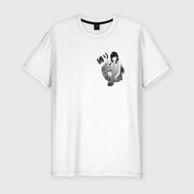 Мужская футболка хлопок Slim с принтом Shibari в Курске, 92% хлопок, 8% лайкра | приталенный силуэт, круглый вырез ворота, длина до линии бедра, короткий рукав | ahegao | anime | bandage | shibari | аниме | ахегао | бандаж | тян | шибари