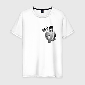Мужская футболка хлопок с принтом Shibari в Курске, 100% хлопок | прямой крой, круглый вырез горловины, длина до линии бедер, слегка спущенное плечо. | ahegao | anime | bandage | shibari | аниме | ахегао | бандаж | тян | шибари