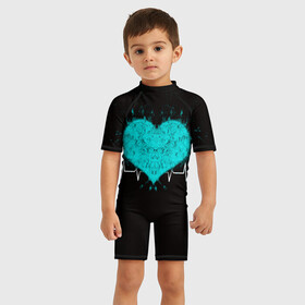 Детский купальный костюм 3D с принтом стук сердца в Курске, Полиэстер 85%, Спандекс 15% | застежка на молнии на спине | в ритме сердца | геометрическое сердце | горячее сердце | огненное сердце | сердце