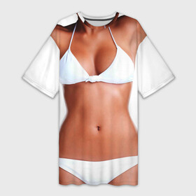 Платье-футболка 3D с принтом Perfect body в Курске,  |  | body | girl | perfect body | tan | tanned body | white | white underwear | woman | womans body | белое белье | девушка | женское тело | женщина | загар | идеальное тело | костюм | скин | тело