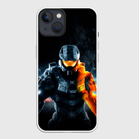 Чехол для iPhone 13 с принтом Halo x Battlefield в Курске,  |  | Тематика изображения на принте: battlefield | game | games | halo | heilo | master chif | spartan | баттелфилд | игра | игры | ковенант | ковенанты | мастер чиф | спартанец | хало | хейло | хэйло