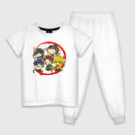 Детская пижама хлопок с принтом ГЕРОИ Kimetsu no Yaiba в Курске, 100% хлопок |  брюки и футболка прямого кроя, без карманов, на брюках мягкая резинка на поясе и по низу штанин
 | demon slayer | kamado | kimetsu no yaiba | nezuko | tanjiro | аниме | гию томиока | зеницу агацума | иноске хашибира | камадо | клинок | корзинная девочка | манга | музан кибуцуджи | незуко | рассекающий демонов | танджиро