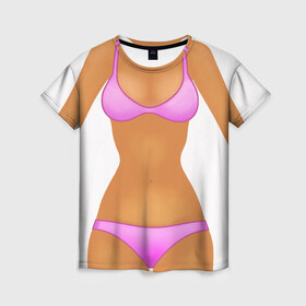 Женская футболка 3D с принтом Tanned body в Курске, 100% полиэфир ( синтетическое хлопкоподобное полотно) | прямой крой, круглый вырез горловины, длина до линии бедер | body | girl | perfect body | tan | tanned body | woman | womans body | девушка | женское тело | загар | идеальное тело | тело