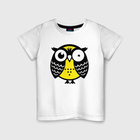 Детская футболка хлопок с принтом Уставшая сова в Курске, 100% хлопок | круглый вырез горловины, полуприлегающий силуэт, длина до линии бедер | Тематика изображения на принте: owl | owls | сова | совушка | совы | филин | фраза | юмор