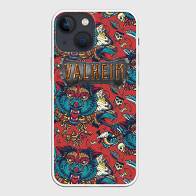 Чехол для iPhone 13 mini с принтом Valheim Viking pattern в Курске,  |  | fantasy | mmo | valheim | valve | валхейм | вальхейм | викинги | выживалка | игра | королевская битва | ммо | ролевая игра | фэнтази