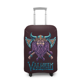 Чехол для чемодана 3D с принтом Valheim Viking в Курске, 86% полиэфир, 14% спандекс | двустороннее нанесение принта, прорези для ручек и колес | fantasy | mmo | valheim | valve | валхейм | вальхейм | викинги | выживалка | игра | королевская битва | ммо | ролевая игра | фэнтази