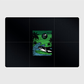 Магнитный плакат 3Х2 с принтом Surf shark в Курске, Полимерный материал с магнитным слоем | 6 деталей размером 9*9 см | shark | акула | вода | море | океан | остров | отпуск | пальмы | серфинг