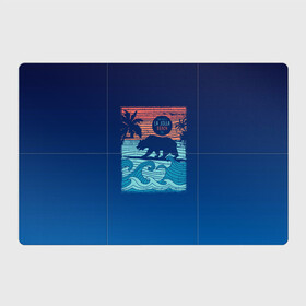 Магнитный плакат 3Х2 с принтом Медведь на серфинге в Курске, Полимерный материал с магнитным слоем | 6 деталей размером 9*9 см | волны | закат | медведь | море | океан | отдых | отпуск | пальмы | серфинг