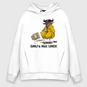 Мужское худи Oversize хлопок с принтом GNU’s Not UNIX в Курске, френч-терри — 70% хлопок, 30% полиэстер. Мягкий теплый начес внутри —100% хлопок | боковые карманы, эластичные манжеты и нижняя кромка, капюшон на магнитной кнопке | Тематика изображения на принте: gnu | linux | not unix | programming | гну | линукс | программист | сисадмин | системный администратор