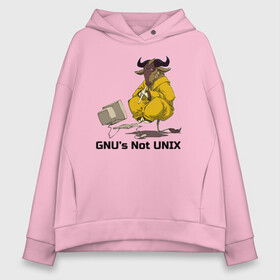 Женское худи Oversize хлопок с принтом GNU’s Not UNIX в Курске, френч-терри — 70% хлопок, 30% полиэстер. Мягкий теплый начес внутри —100% хлопок | боковые карманы, эластичные манжеты и нижняя кромка, капюшон на магнитной кнопке | gnu | linux | not unix | programming | гну | линукс | программист | сисадмин | системный администратор