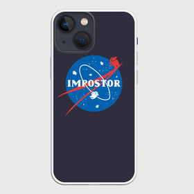 Чехол для iPhone 13 mini с принтом Impostor в Курске,  |  | among us | amongus | imposter | impostor | nasa | nasa пародия | space | импостер | импостор | космонавт | космос | наса | наса пародия | эмонг ас