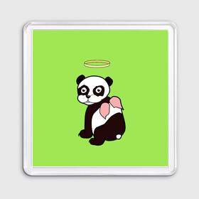 Магнит 55*55 с принтом Святая панда в Курске, Пластик | Размер: 65*65 мм; Размер печати: 55*55 мм | Тематика изображения на принте: ангел | животное | звери | мило | панда | пандочка
