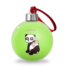 Ёлочный шар с принтом Святая панда в Курске, Пластик | Диаметр: 77 мм | ангел | животное | звери | мило | панда | пандочка