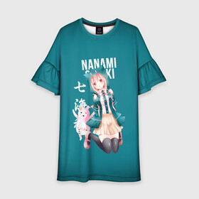 Детское платье 3D с принтом Чиаки Нанами (Danganronpa 2) в Курске, 100% полиэстер | прямой силуэт, чуть расширенный к низу. Круглая горловина, на рукавах — воланы | Тематика изображения на принте: anime | chiaki nanami | danganronpa | danganronpa 2 | аниме | манга | чиаки нанами