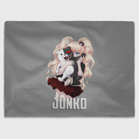 Плед 3D с принтом MONOKUMA  JUNKO в Курске, 100% полиэстер | закругленные углы, все края обработаны. Ткань не мнется и не растягивается | Тематика изображения на принте: anime | danganronpa | enoshima | junko | monokuma | аниме | джунко | игра | манга | медведь | монокума | робот медведь | эношима