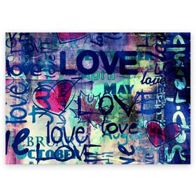 Поздравительная открытка с принтом LOVE в Курске, 100% бумага | плотность бумаги 280 г/м2, матовая, на обратной стороне линовка и место для марки
 | love | абстракция | любовь | молодежное | пестрое
