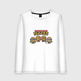 Женский лонгслив хлопок с принтом Ninja Pizzas в Курске, 100% хлопок |  | donatello | leonardo | michelangelo | ninja | pizza | raphael | turtles | донателло | животные | карате | комикс | комиксы | леонардо | микеланджело | мультфильм | мутант | мутанты | ниндзя | пицца | рафаэль | сплинтер | супергерой