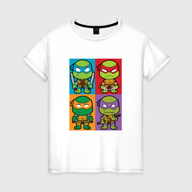 Женская футболка хлопок с принтом Ninja Turtles в Курске, 100% хлопок | прямой крой, круглый вырез горловины, длина до линии бедер, слегка спущенное плечо | donatello | leonardo | michelangelo | ninja | pizza | raphael | turtles | донателло | животные | карате | комикс | комиксы | леонардо | микеланджело | мультфильм | мутант | мутанты | ниндзя | пицца | рафаэль | сплинтер | супергерой