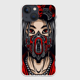 Чехол для iPhone 13 mini с принтом Японская девушка стимпанк в Курске,  |  | аниме | девушка | демон | маска | розы | стимпанк