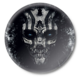 Значок с принтом OLD SHAMAN в Курске,  металл | круглая форма, металлическая застежка в виде булавки | hardcore | shaman | skull | готика | неформальное | череп | шаман
