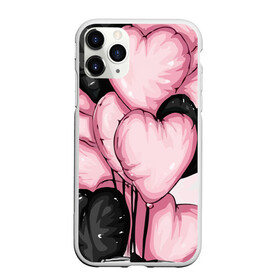 Чехол для iPhone 11 Pro Max матовый с принтом Шарики сердечки с подарком в Курске, Силикон |  | бантик | девушка | любовь | подарок | сердце | шарики